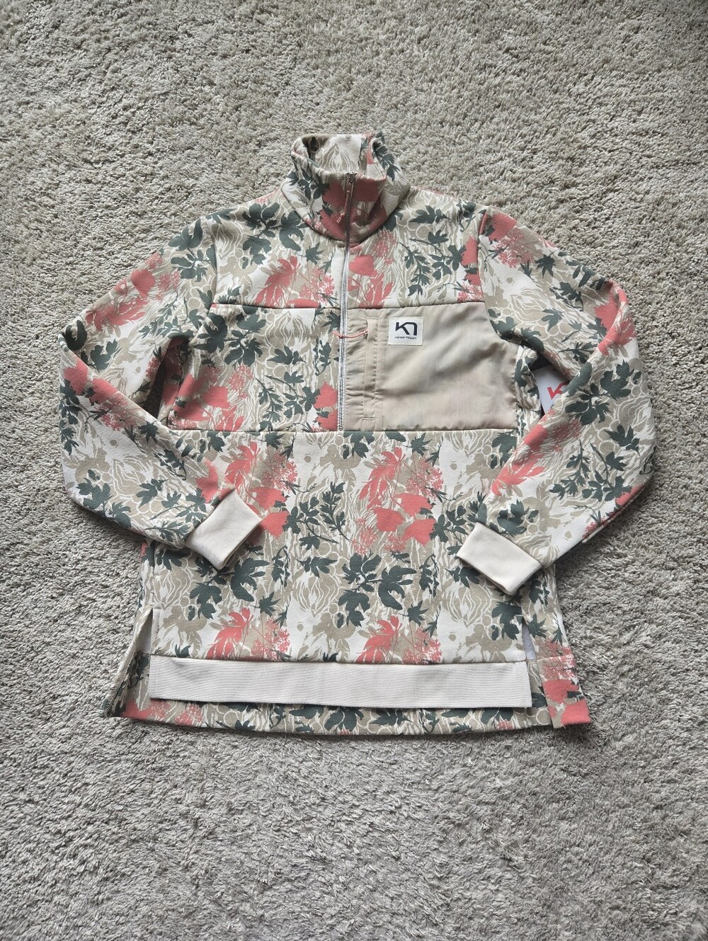 Kari Traa Ruth Midlayer Print Pullover Womens XS Half Zip Mock Neck